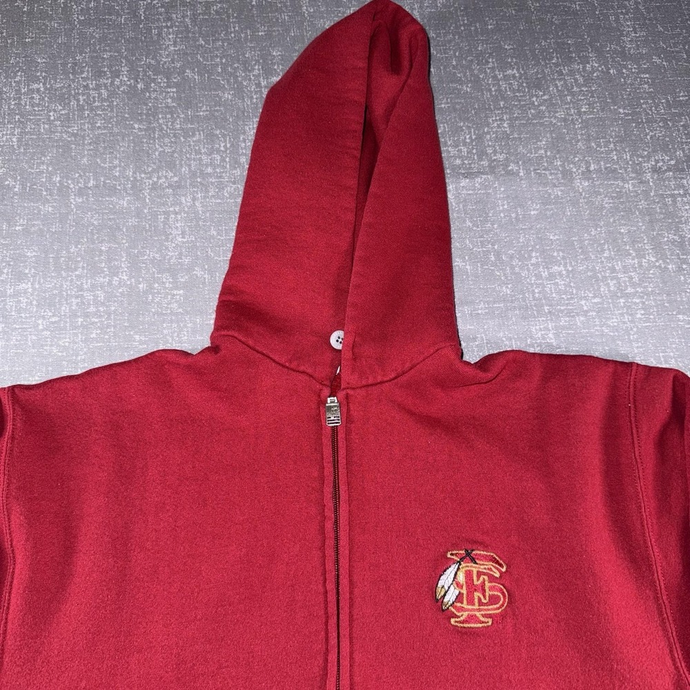 Vintage Russell Athletic Hoodie Youth XL Red Full Zip Fleece FS Logo Made USA - Picture 2 of 13